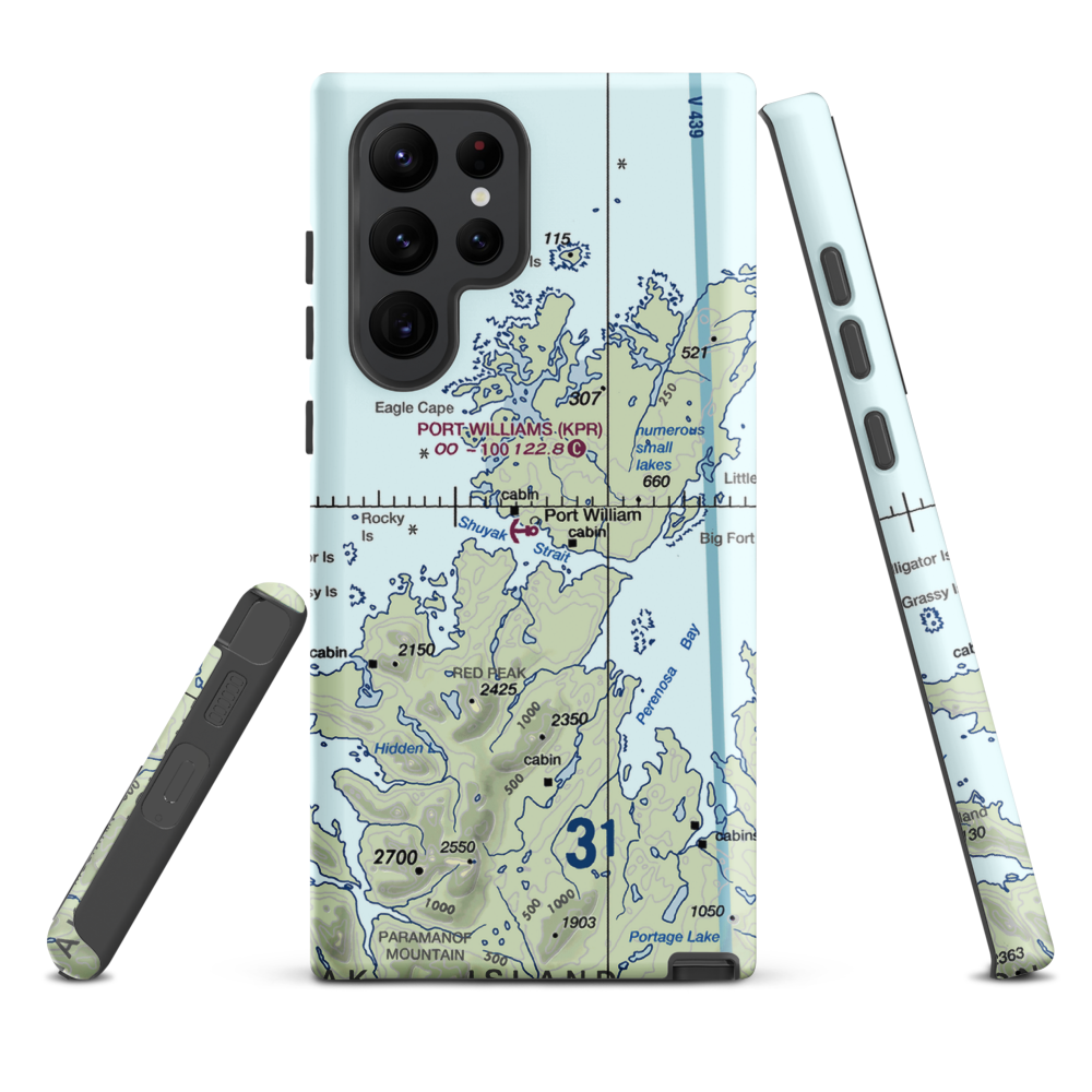 Port Williams Seaplane Base (KPR) VFR Sectional Samsung Phone Case Samsung Galaxy S22 Ultra model shown