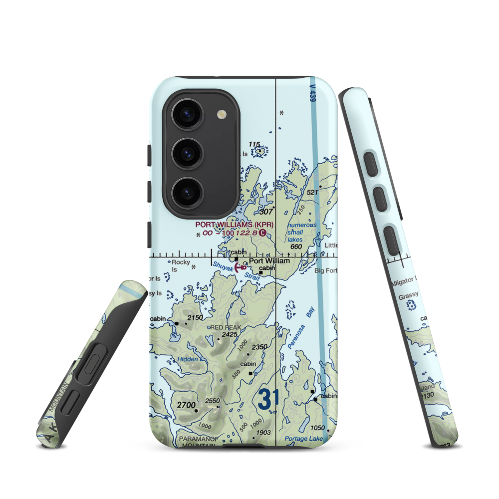 Port Williams Seaplane Base (KPR) VFR Sectional Samsung Phone Case Samsung Galaxy S23 model shown