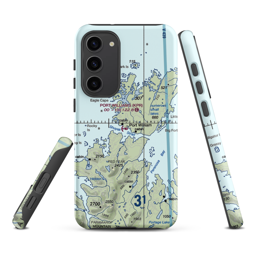 Port Williams Seaplane Base (KPR) VFR Sectional Samsung Phone Case Samsung Galaxy S23 Plus model shown