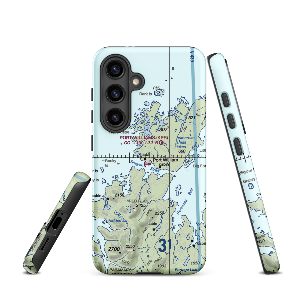 Port Williams Seaplane Base (KPR) VFR Sectional Samsung Phone Case Samsung Galaxy S24 model shown