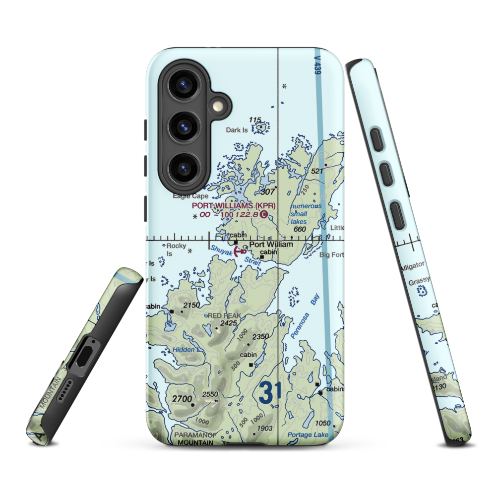 Port Williams Seaplane Base (KPR) VFR Sectional Samsung Phone Case Samsung Galaxy S24 Plus model shown