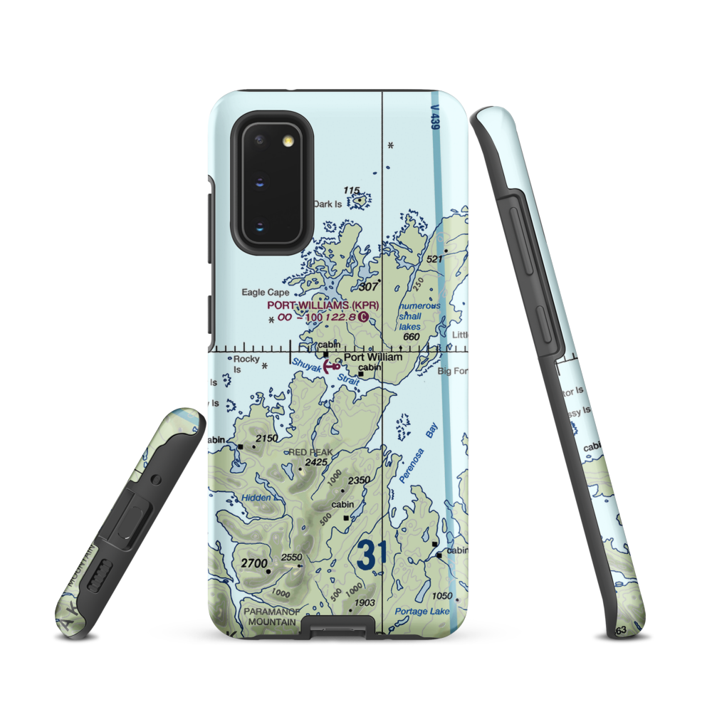 Port Williams Seaplane Base (KPR) VFR Sectional Samsung Phone Case Samsung Galaxy S20 model shown