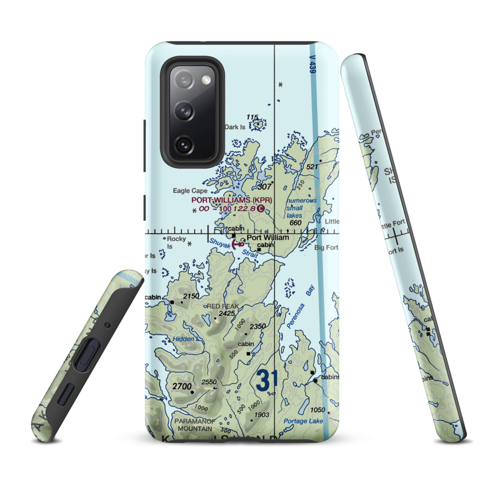 Port Williams Seaplane Base (KPR) VFR Sectional Samsung Phone Case Samsung Galaxy S20 FE model shown