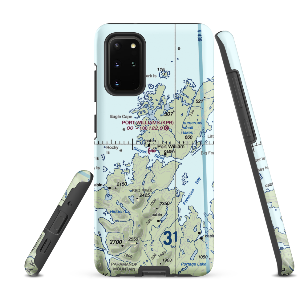 Port Williams Seaplane Base (KPR) VFR Sectional Samsung Phone Case Samsung Galaxy S20 Plus model shown