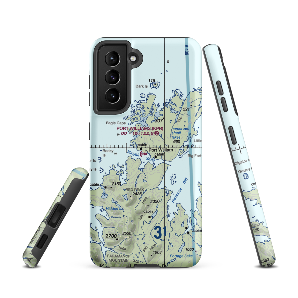 Port Williams Seaplane Base (KPR) VFR Sectional Samsung Phone Case Samsung Galaxy S21 model shown