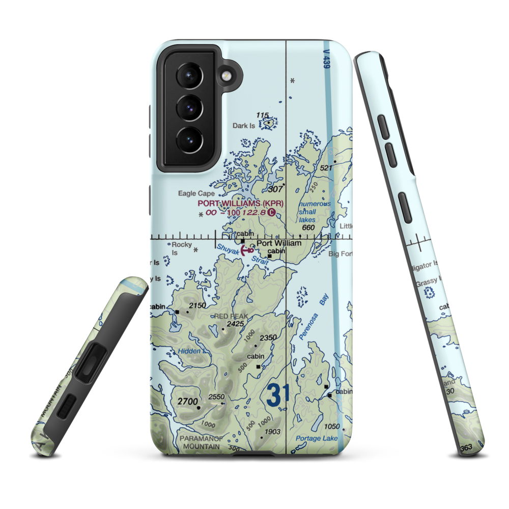 Port Williams Seaplane Base (KPR) VFR Sectional Samsung Phone Case Samsung Galaxy S21 FE model shown