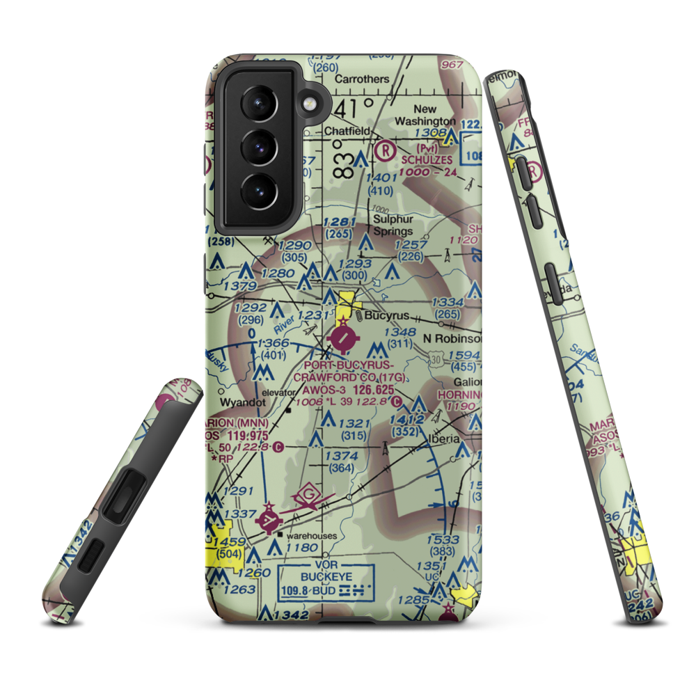 Port-Bucyrus-Crawford County Airport (17G) VFR Sectional Samsung Phone Case Samsung Galaxy S21 FE model shown