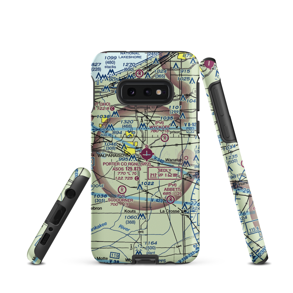 Porter County Municipal Airport (VPZ) VFR Sectional Samsung Phone Case Samsung Galaxy S10 Plus model shown
