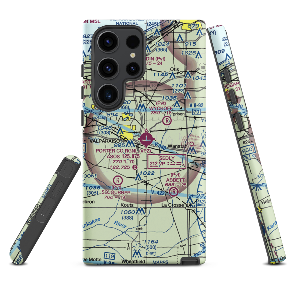 Porter County Municipal Airport (VPZ) VFR Sectional Samsung Phone Case Samsung Galaxy S23 Ultra model shown