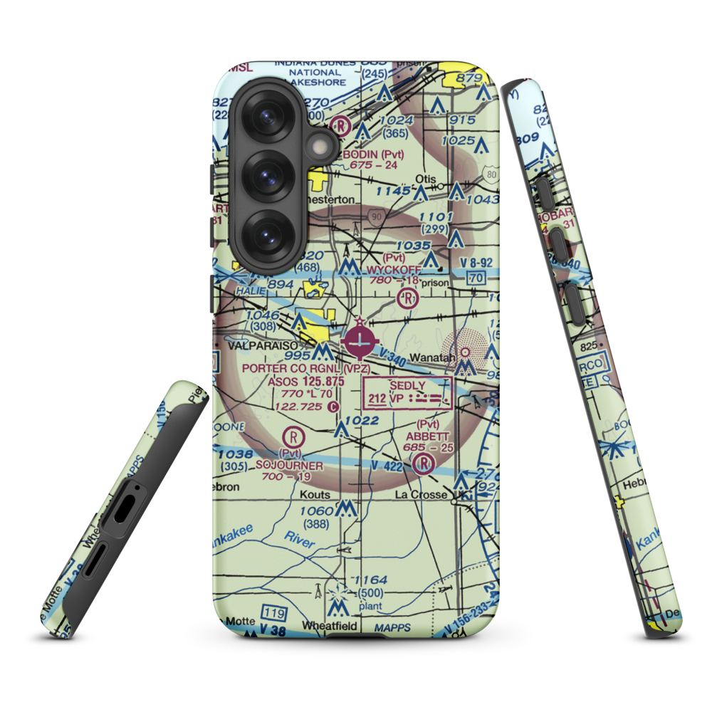 Porter County Municipal Airport (VPZ) VFR Sectional Samsung Phone Case Samsung Galaxy S25 Plus model shown