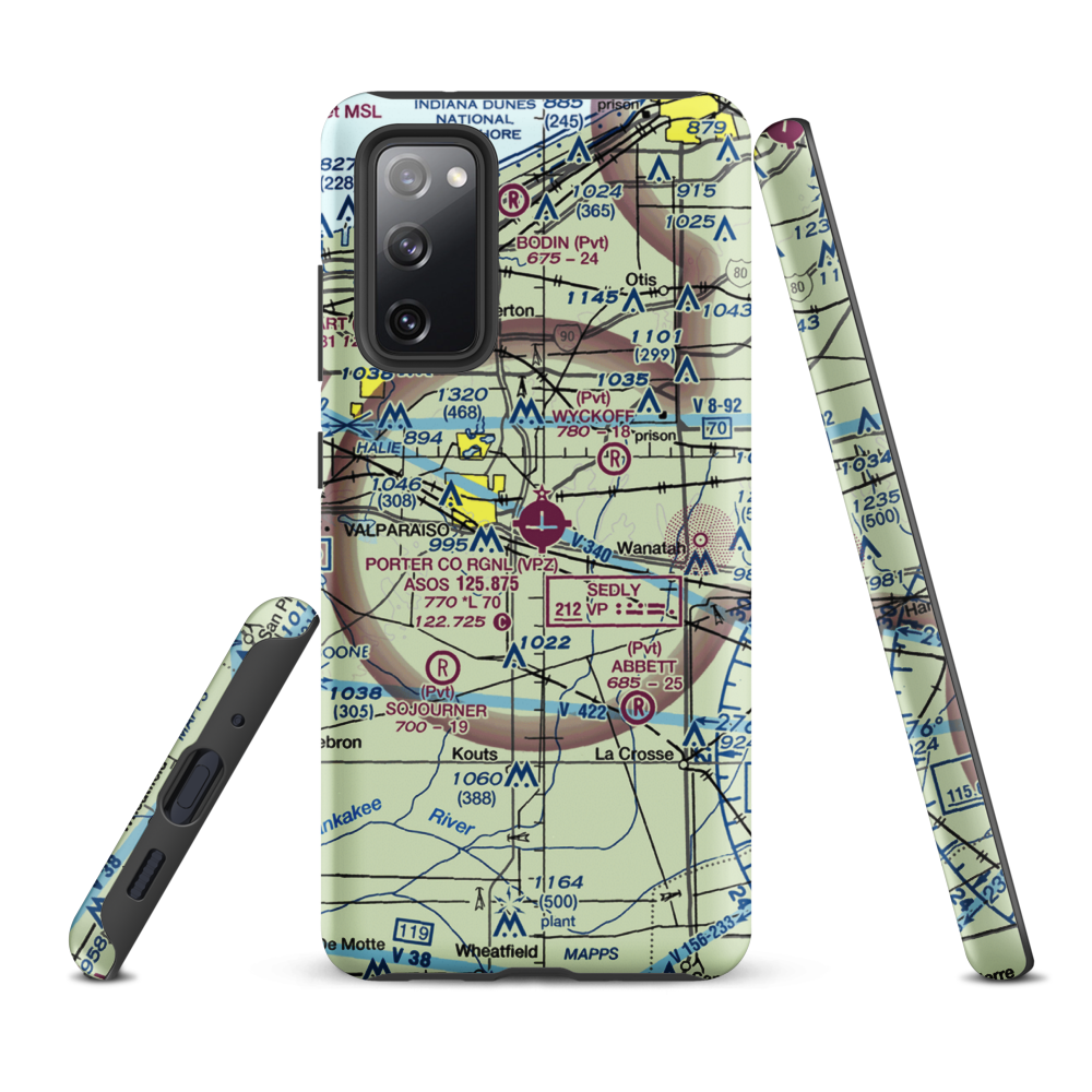 Porter County Municipal Airport (VPZ) VFR Sectional Samsung Phone Case Samsung Galaxy S20 FE model shown