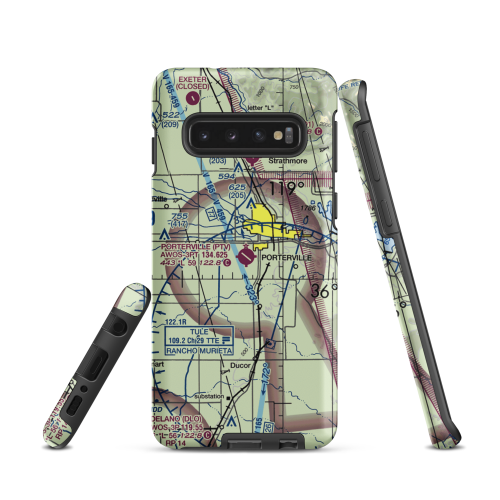 Porterville Municipal Airport (PTV) VFR Sectional Samsung Phone Case Samsung Galaxy S10 model shown