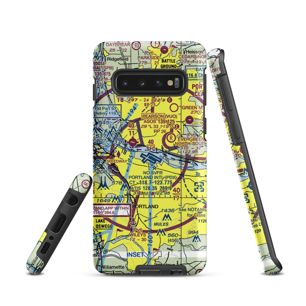 Portland International Airport (PDX) VFR Sectional Samsung Phone Case Samsung Galaxy S10 model shown
