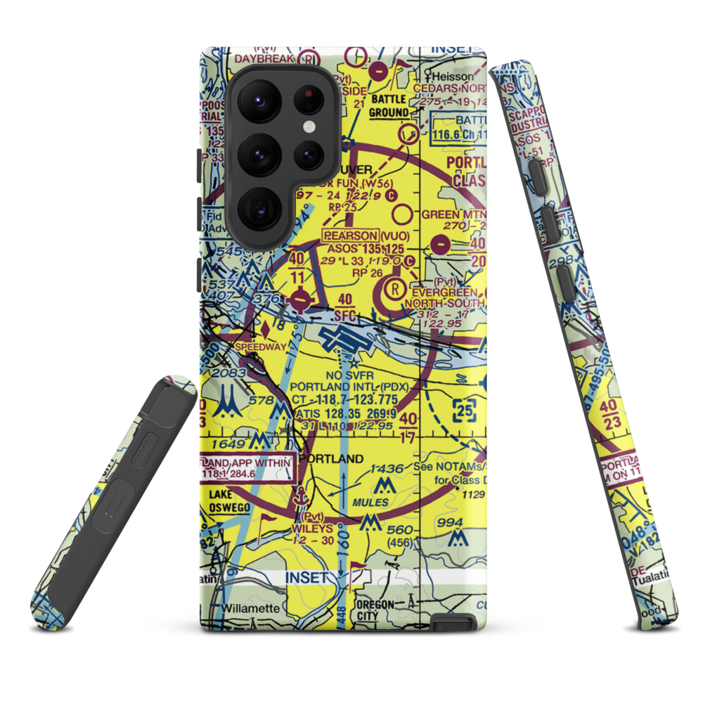 Portland International Airport (PDX) VFR Sectional Samsung Phone Case Samsung Galaxy S22 Ultra model shown