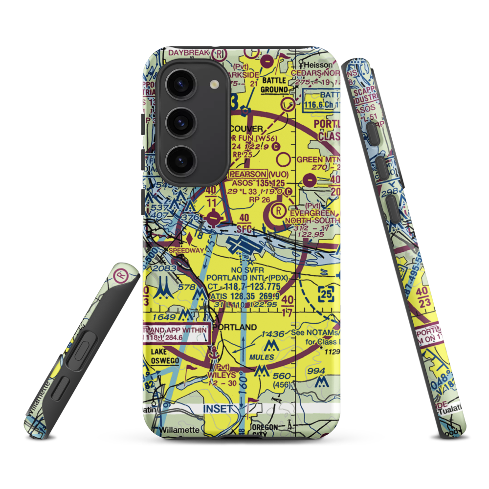 Portland International Airport (PDX) VFR Sectional Samsung Phone Case Samsung Galaxy S23 Plus model shown