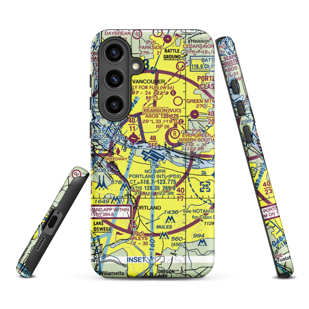 Portland International Airport (PDX) VFR Sectional Samsung Phone Case Samsung Galaxy S24 Plus model shown