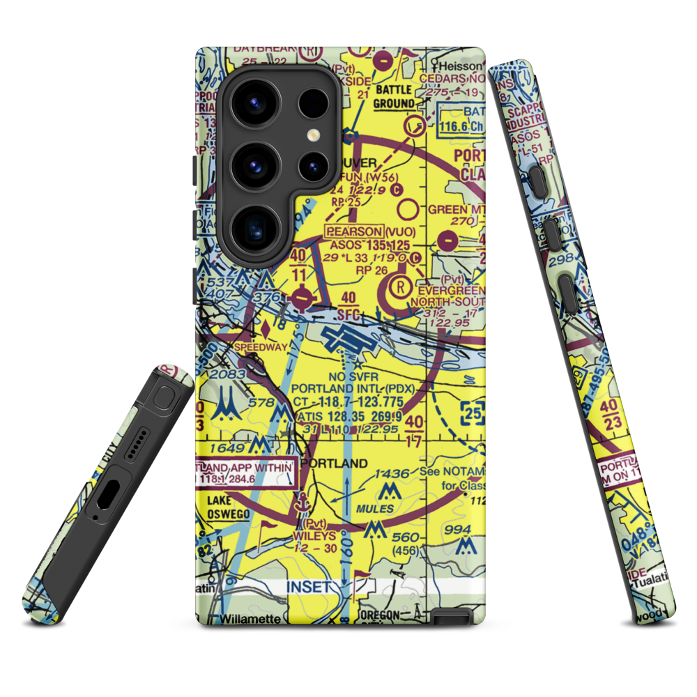 Portland International Airport (PDX) VFR Sectional Samsung Phone Case Samsung Galaxy S24 Ultra model shown