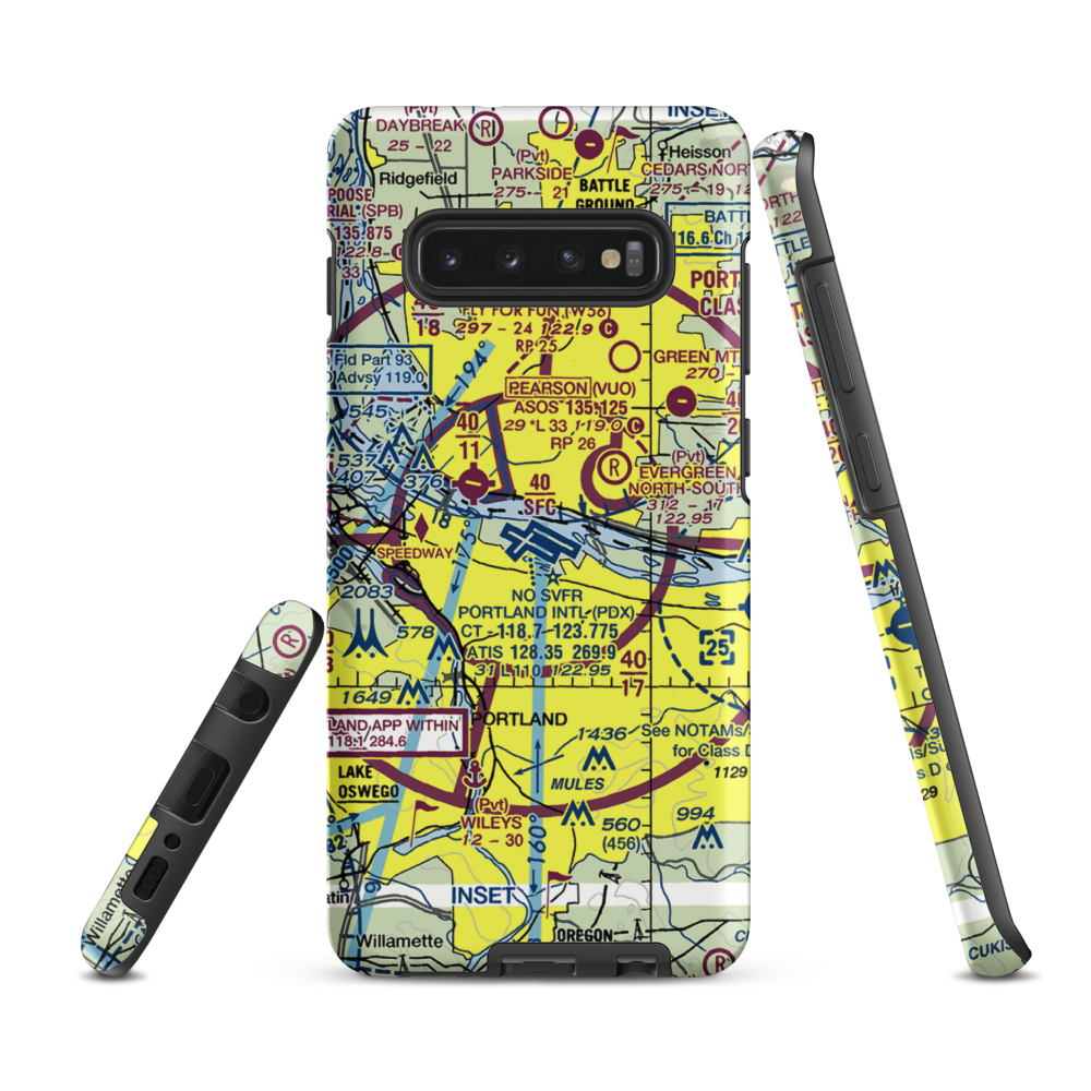 Portland International Airport (PDX) VFR Sectional Samsung Phone Case Samsung Galaxy S10 Plus model shown