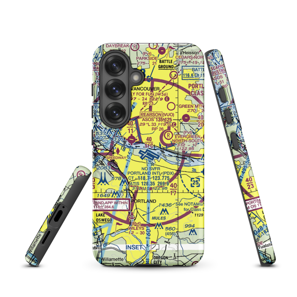 Portland International Airport (PDX) VFR Sectional Samsung Phone Case Samsung Galaxy S25 model shown