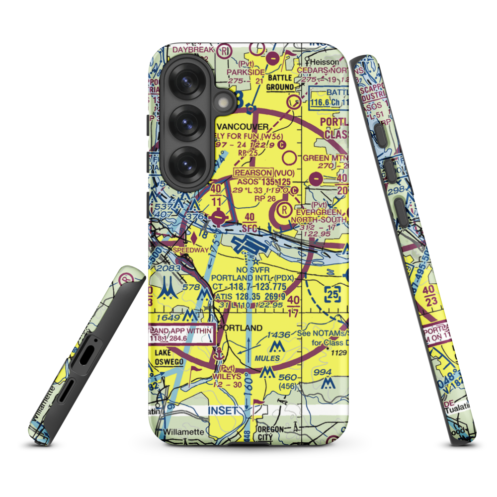 Portland International Airport (PDX) VFR Sectional Samsung Phone Case Samsung Galaxy S25 Plus model shown