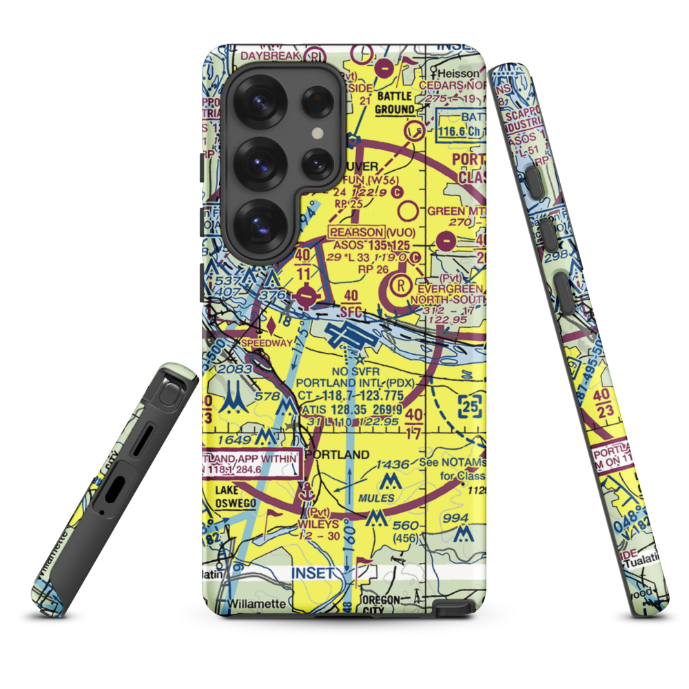 Portland International Airport (PDX) VFR Sectional Samsung Phone Case Samsung Galaxy S25 Ultra model shown