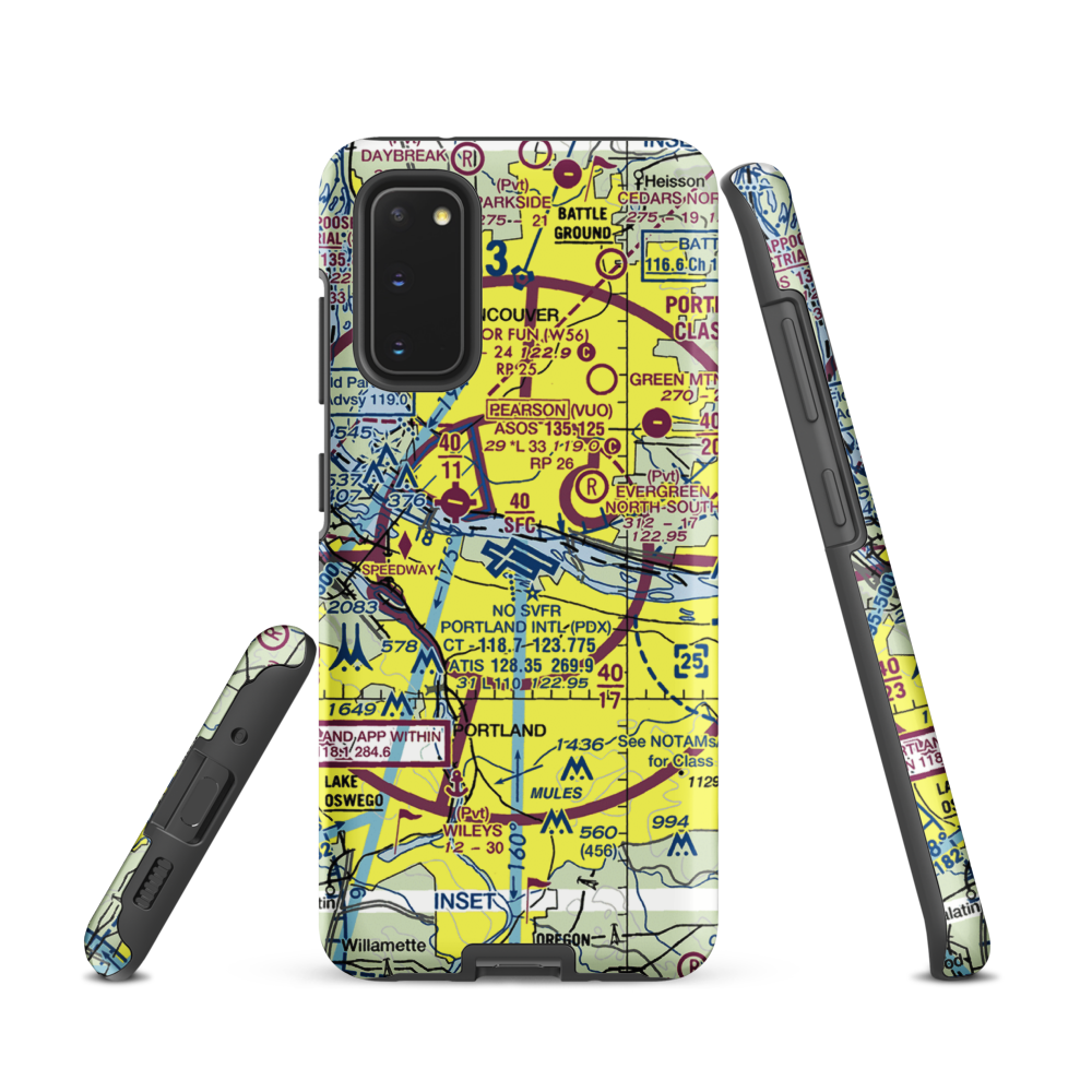 Portland International Airport (PDX) VFR Sectional Samsung Phone Case Samsung Galaxy S20 model shown