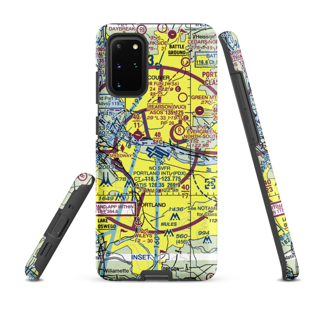 Portland International Airport (PDX) VFR Sectional Samsung Phone Case Samsung Galaxy S20 Plus model shown
