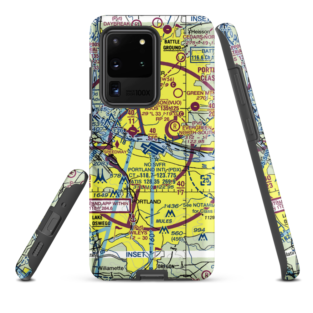 Portland International Airport (PDX) VFR Sectional Samsung Phone Case Samsung Galaxy S20 Ultra model shown