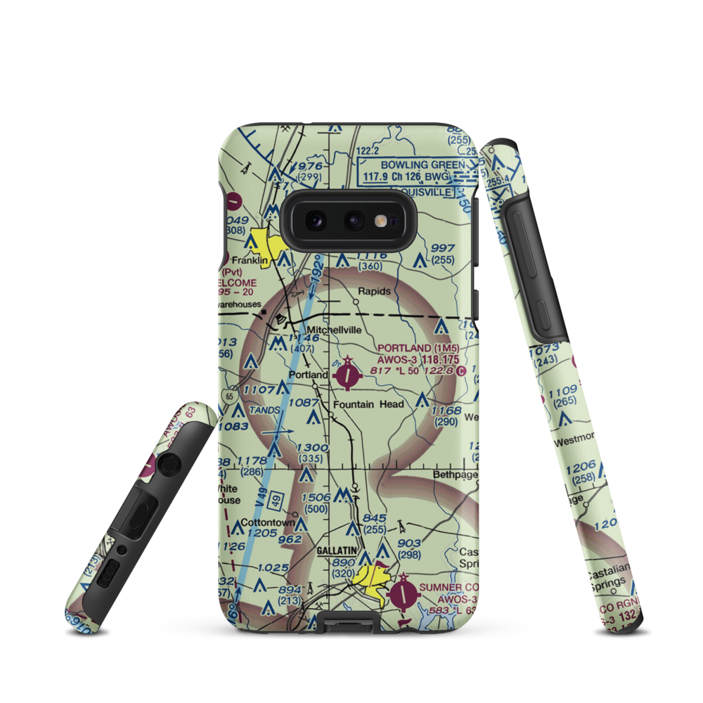 Portland Municipal Airport (1M5) VFR Sectional Samsung Phone Case Samsung Galaxy S10e model shown