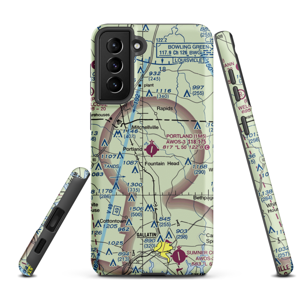 Portland Municipal Airport (1M5) VFR Sectional Samsung Phone Case Samsung Galaxy S21 FE model shown