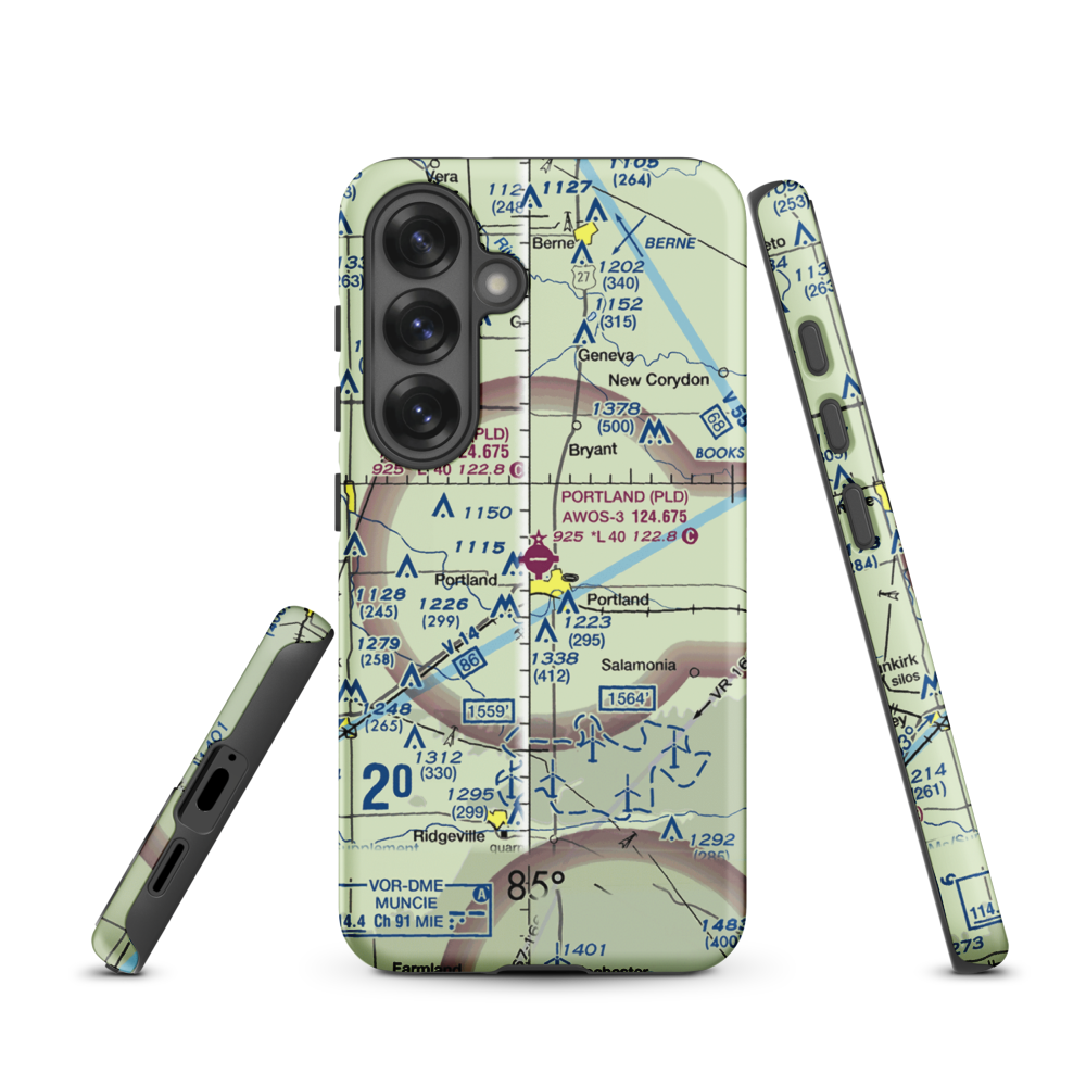 Portland Municipal Airport (PLD) VFR Sectional Samsung Phone Case Samsung Galaxy S25 model shown