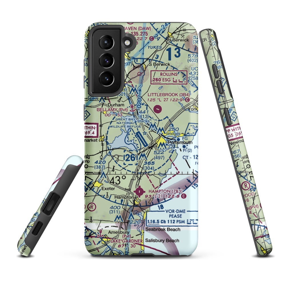 Portsmouth International at Pease Airport (PSM) VFR Sectional Samsung Phone Case Samsung Galaxy S21 Plus model shown