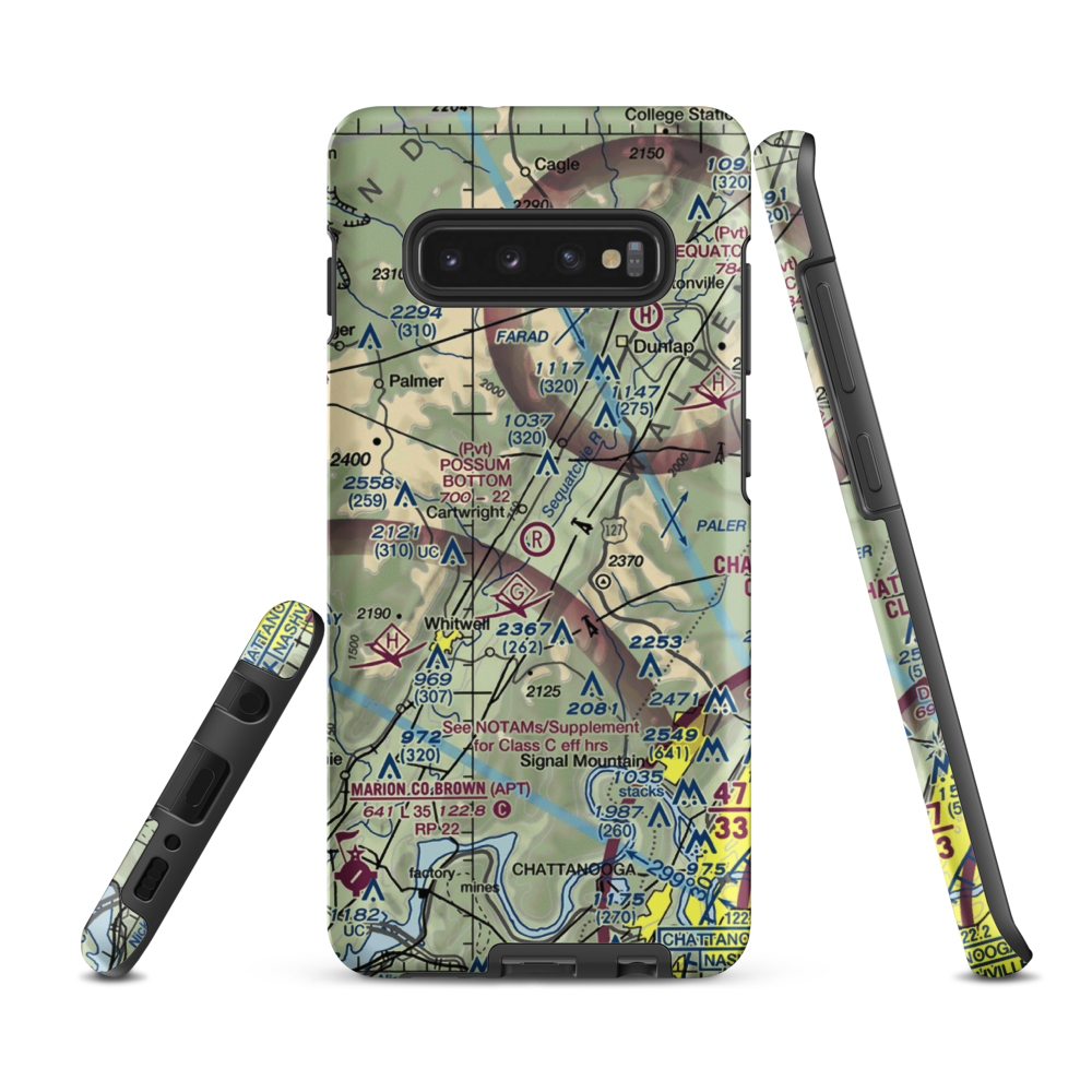 Possum Bottom Airport (TN89) VFR Sectional Samsung Phone Case Samsung Galaxy S10 Plus model shown