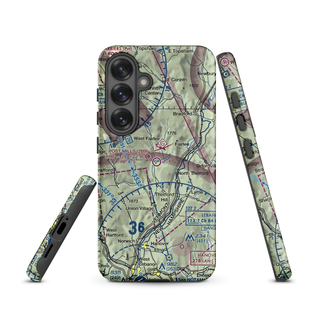 Post Mills Airport (2B9) VFR Sectional Samsung Phone Case Samsung Galaxy S25 model shown