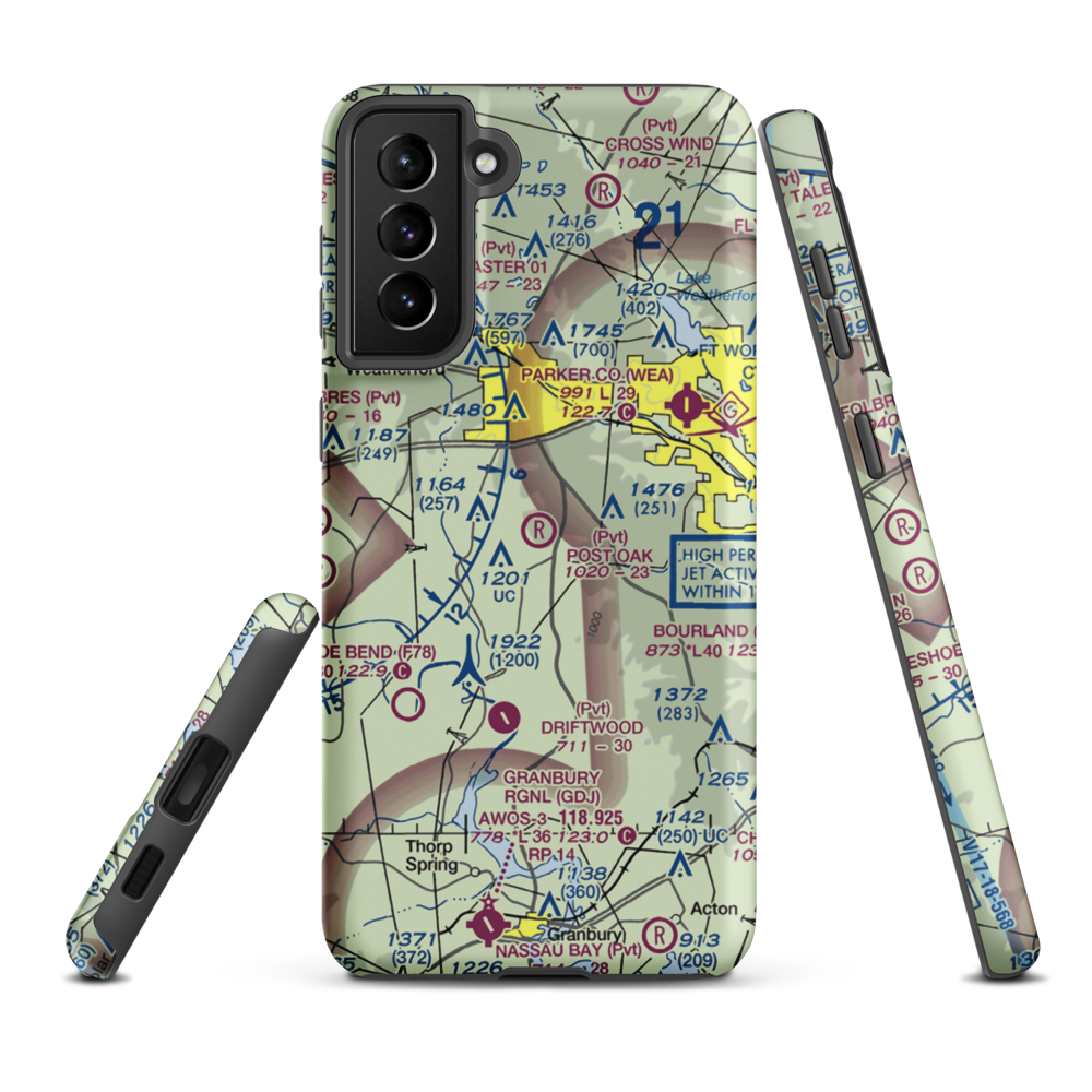 Post Oak Airfield (TA19) VFR Sectional Samsung Phone Case Samsung Galaxy S21 FE model shown