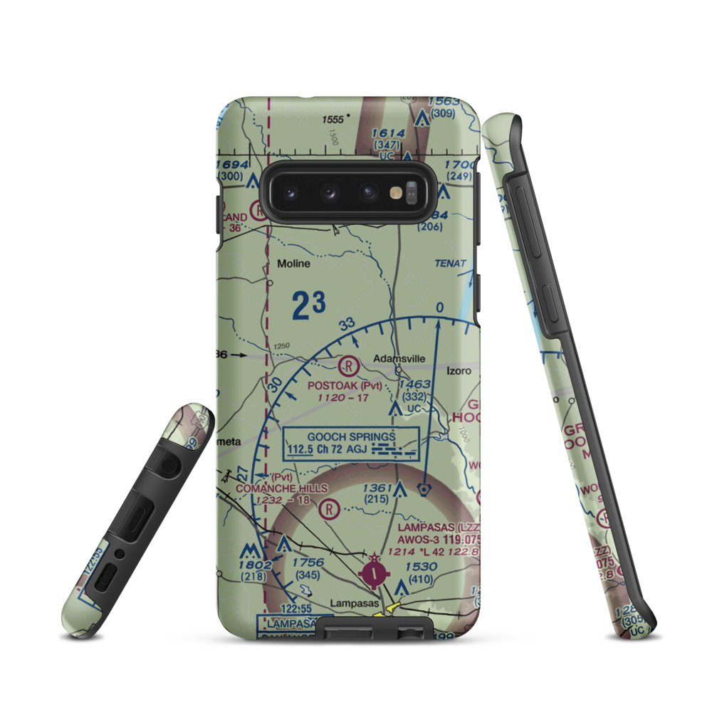 Postoak Airport (76TA) VFR Sectional Samsung Phone Case Samsung Galaxy S10 model shown