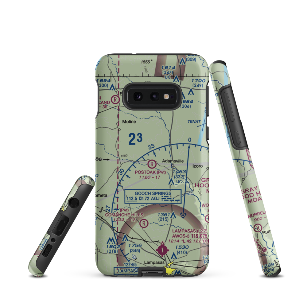 Postoak Airport (76TA) VFR Sectional Samsung Phone Case Samsung Galaxy S10 Plus model shown