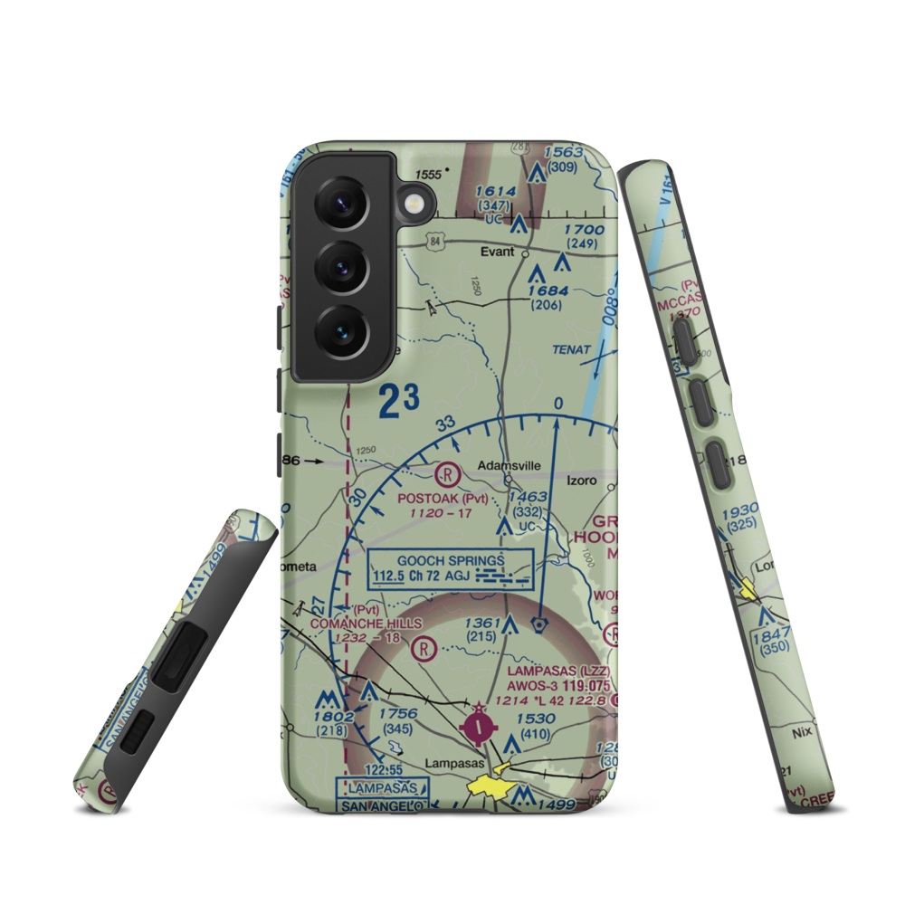 Postoak Airport (76TA) VFR Sectional Samsung Phone Case Samsung Galaxy S22 model shown