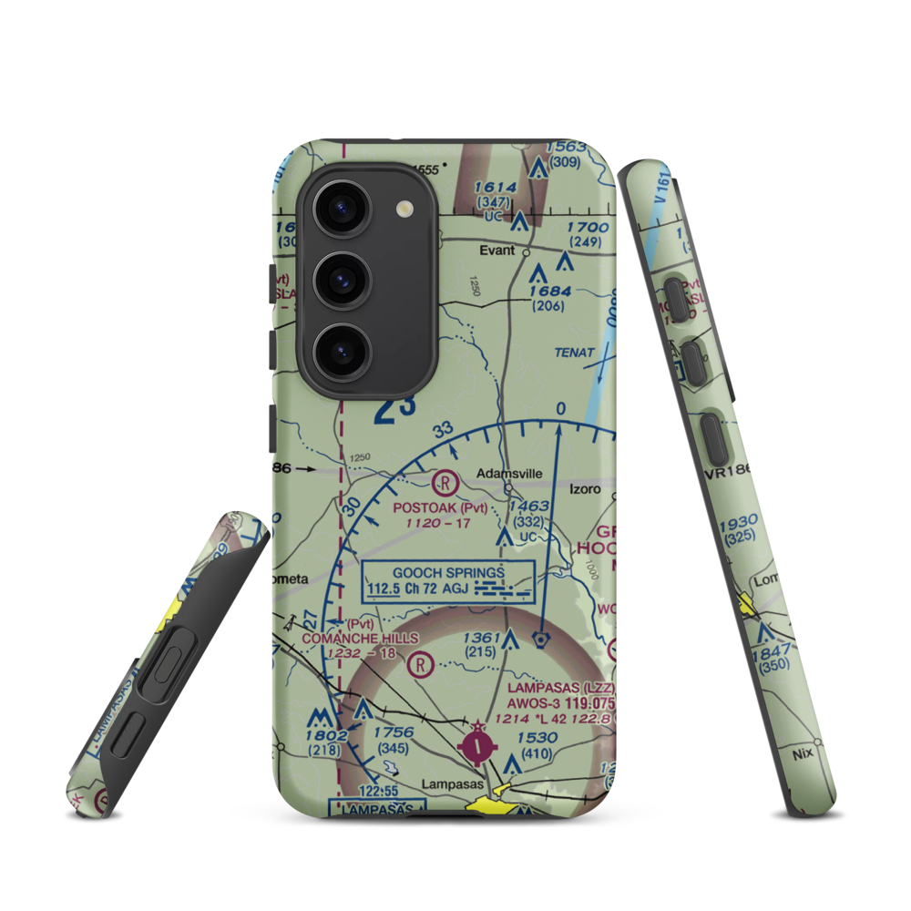 Postoak Airport (76TA) VFR Sectional Samsung Phone Case Samsung Galaxy S23 model shown