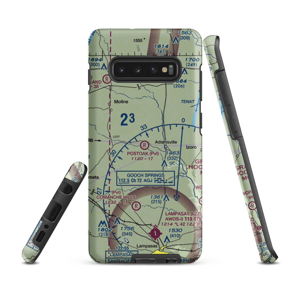 Postoak Airport (76TA) VFR Sectional Samsung Phone Case Samsung Galaxy S10e model shown