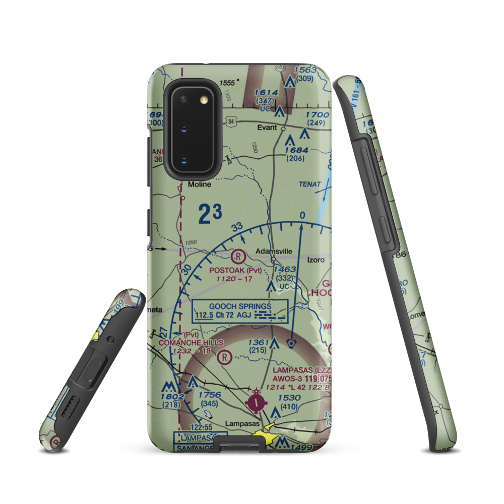 Postoak Airport (76TA) VFR Sectional Samsung Phone Case Samsung Galaxy S20 model shown