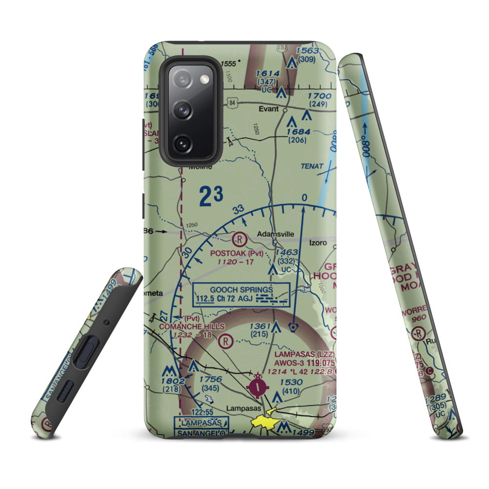 Postoak Airport (76TA) VFR Sectional Samsung Phone Case Samsung Galaxy S20 FE model shown