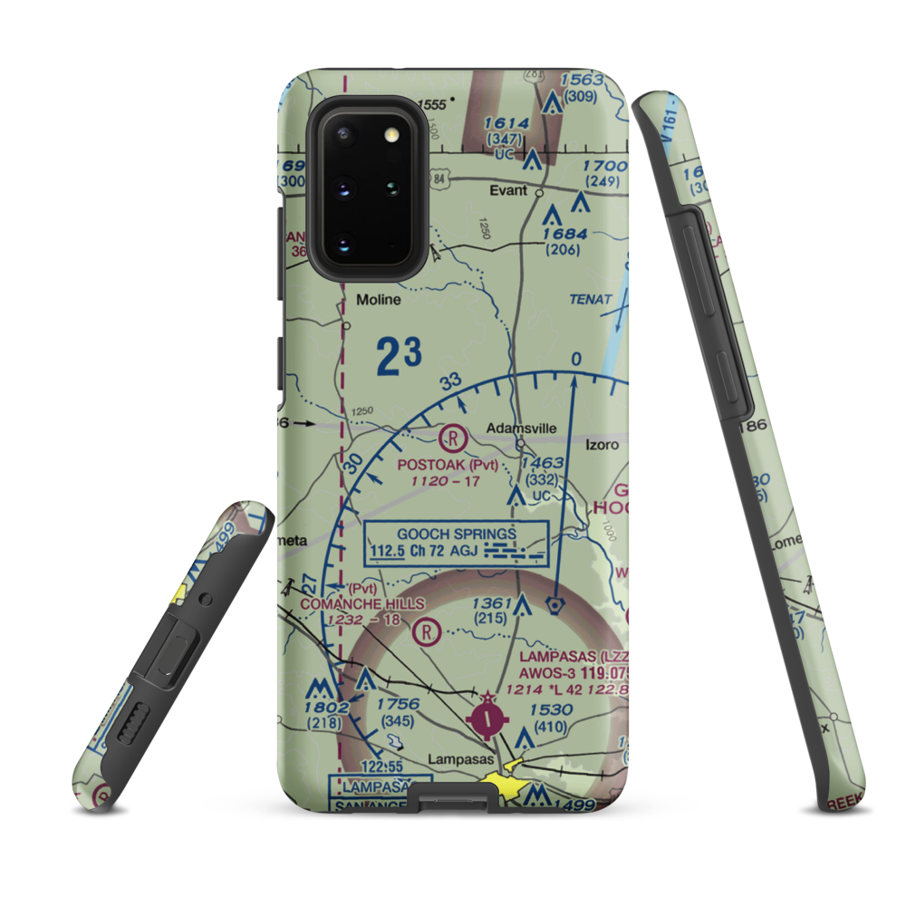 Postoak Airport (76TA) VFR Sectional Samsung Phone Case Samsung Galaxy S20 Plus model shown