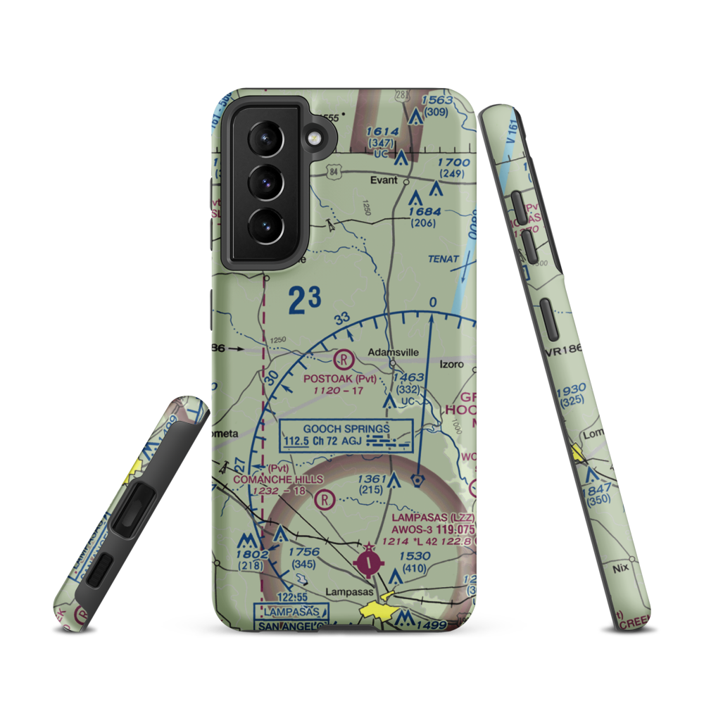 Postoak Airport (76TA) VFR Sectional Samsung Phone Case Samsung Galaxy S21 model shown