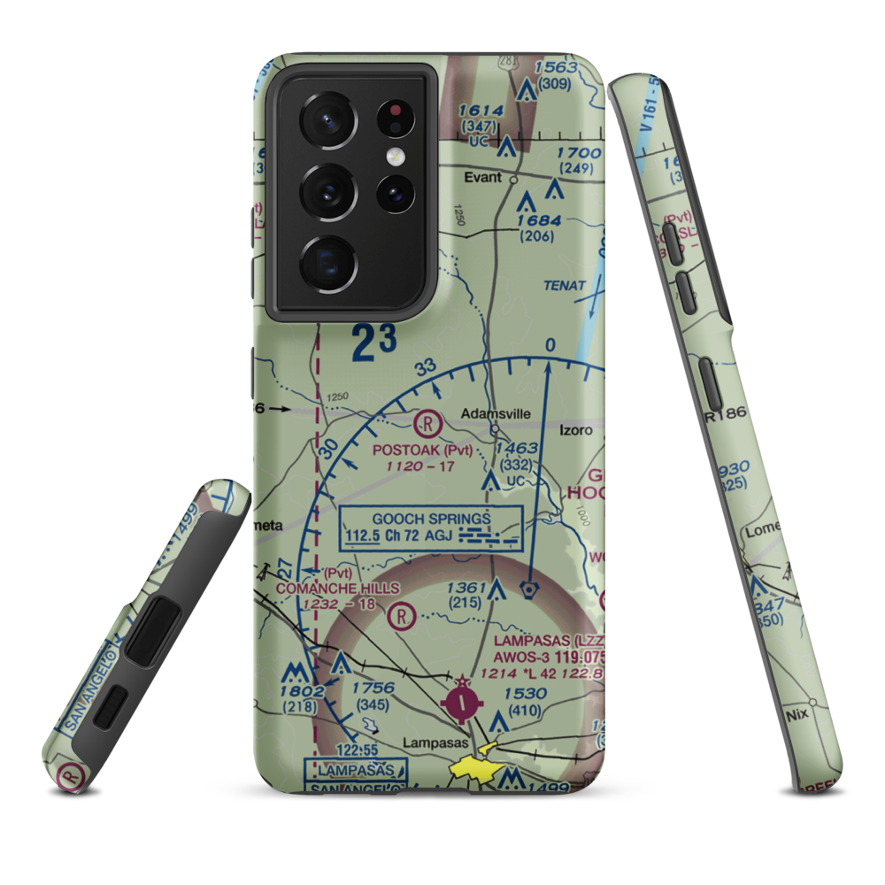 Postoak Airport (76TA) VFR Sectional Samsung Phone Case Samsung Galaxy S21 Ultra model shown