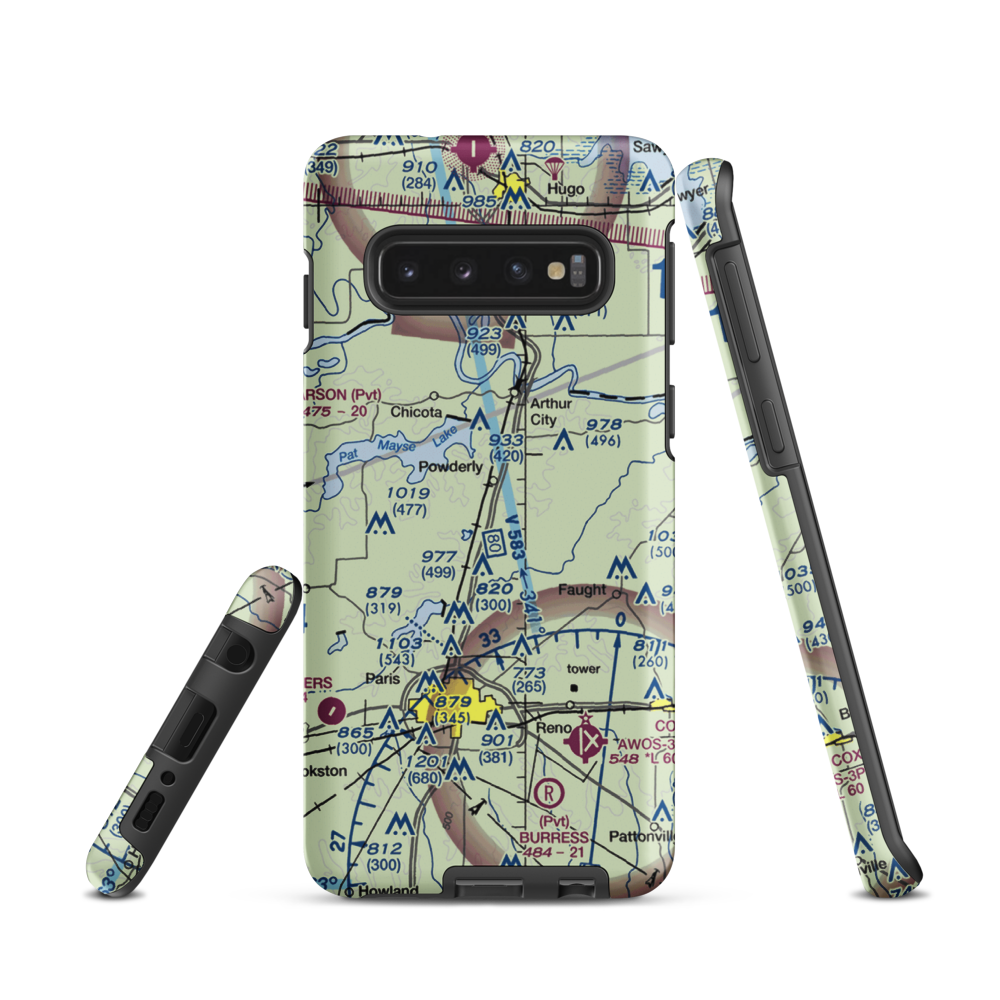 Powderly Airport (US-0131) VFR Sectional Samsung Phone Case Samsung Galaxy S10 model shown