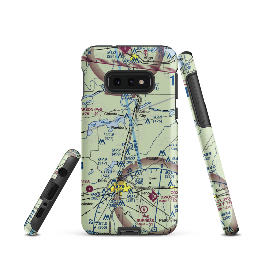 Powderly Airport (US-0131) VFR Sectional Samsung Phone Case Samsung Galaxy S10e model shown