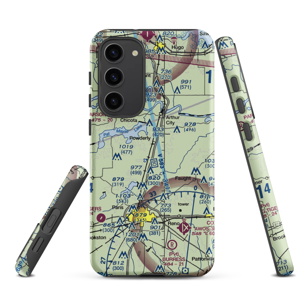 Powderly Airport (US-0131) VFR Sectional Samsung Phone Case Samsung Galaxy S23 Plus model shown
