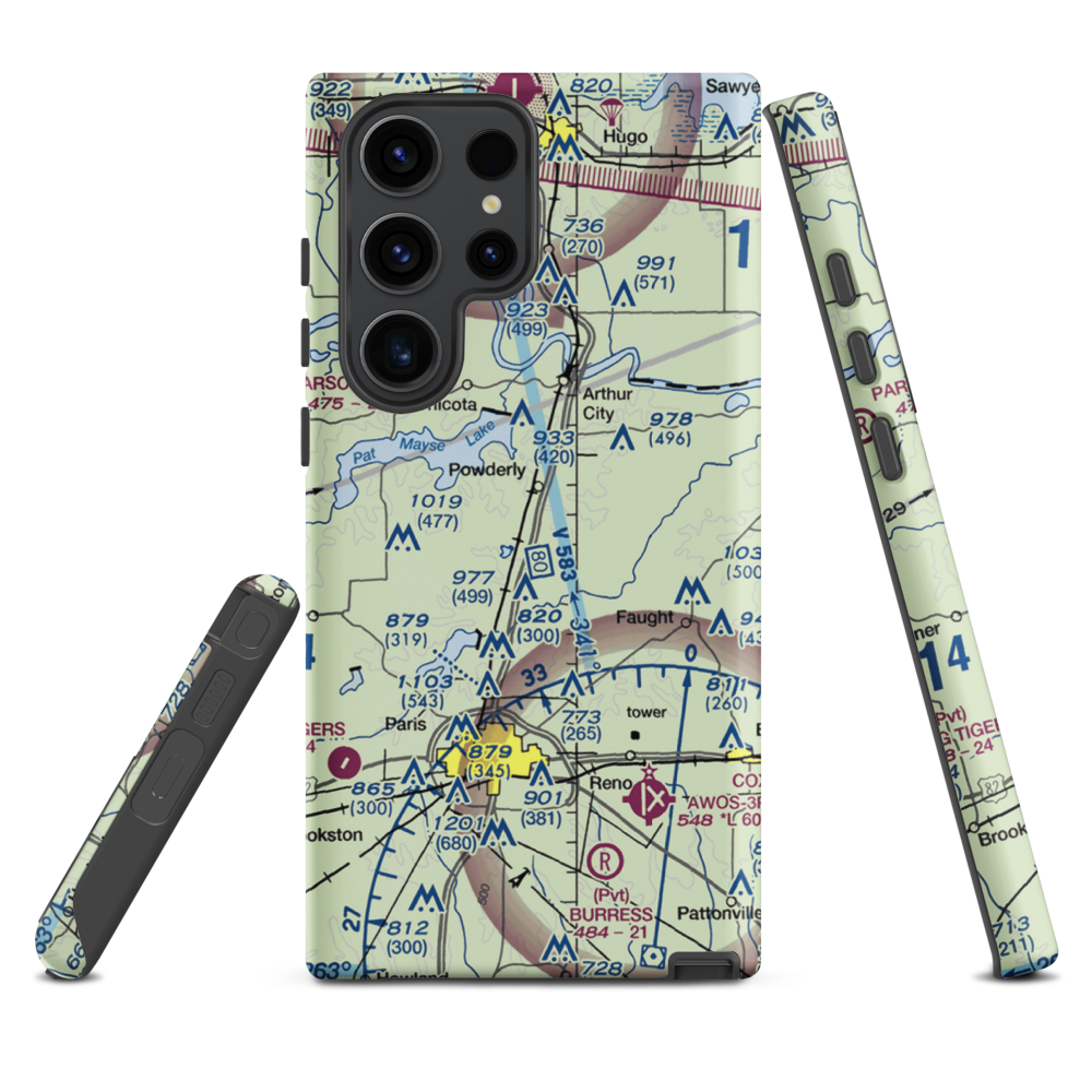 Powderly Airport (US-0131) VFR Sectional Samsung Phone Case Samsung Galaxy S23 Ultra model shown