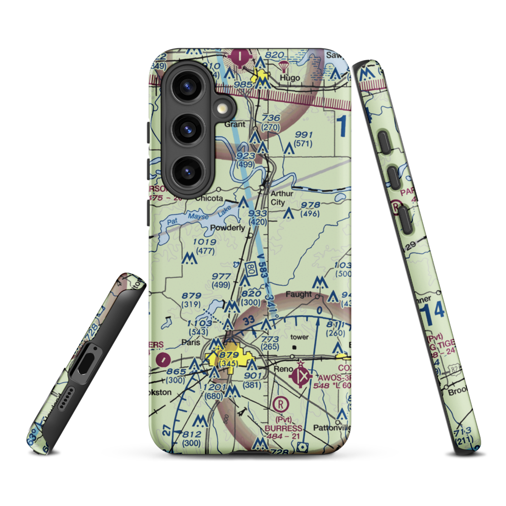 Powderly Airport (US-0131) VFR Sectional Samsung Phone Case Samsung Galaxy S24 Plus model shown